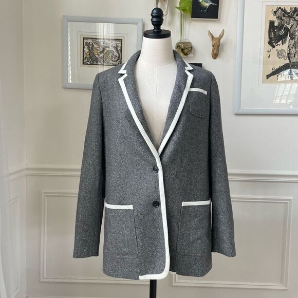 Banana Republic Wool H*cking Jacket Grey Tweed Blazer $170 12 - Picture 1 of 12
